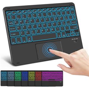 SOPPY Tastiera Bluetooth Portatile Retroilluminata con Touchpad, Mini Tastiera Ricaricabile per iPad 9.7/iPad 10.2/iPad Air/Pro/Samsung Tab/Lenovo Tab/iOS/Android/Windows, Layout Italiano (Nero)