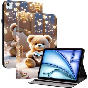 TUUTPU Cover per iPad Air 11 Zoll M3/M2(2025/2024)/iPad Air 5/4 (10,9-Zoll,2022/2020,5./4.), Custodia Ultra Sottile Leggero in Pelle PU Case con Auto Sveglia/Sonno Antiurto Supporto Pieghevole, DiamanteOrso