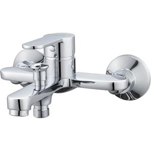 Ulytid Rubinetto Vasca da Bagno, Miscelatore Vasca da Bagno, Miscelatore Esterno per Vasca in Ottone, Miscelatore Monocomando per Doccia con 2 Bocc,Uscita Inferiore Universale da G1/2", Cromo