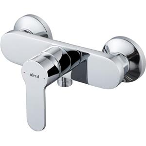 Ulytid Miscelatore Doccia, Rubinetto Doccia da Muro, Miscelatore Monocomando Esterno, Rubinetteria Doccia Ottone per Bagno, Universale Uscita Inferiore 1/2" (21mm), Cromo, Argento