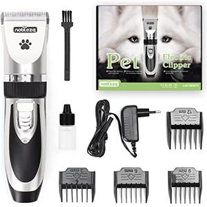 Nobleza Tosatrice per Cani Kit Professionale Toelettatura Gatti Animali Pet Tosatore Clipper Ricaricabile Grooming Clipper Lungo Capelli Corti, Capelli Ricci, Argento