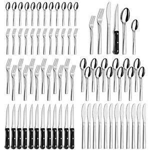 hunnycook Set posate 12 persone, Hunnycook 72 pezzi set posate con coltello da bistecca, posate acciaio inox per ristoranti, feste e matrimoni, lavabile in lavastoviglie