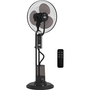 HOMCOM Ventilatore Nebulizzatore con Serbatoio da 3.2L, 3 Modalità e 3 Velocità, Ventilatore a Piantana con Oscillazione 75°, Inclinazione 10°, Timer 7.5h, Telecomando, 75W, Diametro 44.5cm