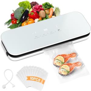 Acmeenjoy Macchina Sottovuoto Alimenti 75kpa con Display Digitale, Automatica Sigillatore Sottovuoto Macchina con Taglierina Incorporata, per Alimenti Secchi e Umidi, 10 Sachetti Sottovuoto e Tubo Sottovuoto