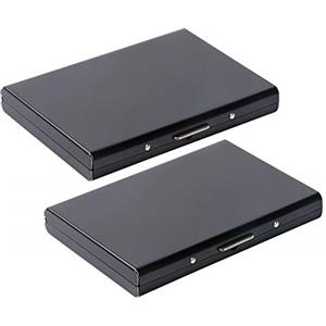 Vicloon Porta Carte di Credito, 2 Pezzi Porta Carte Acciaio Anti RFID e NFC in Acciaio Inossidabile, Eleganti Portafogli da Viaggio, Carta d'identità, Assicurazione, Debito, per Uomo e Donna, Nero