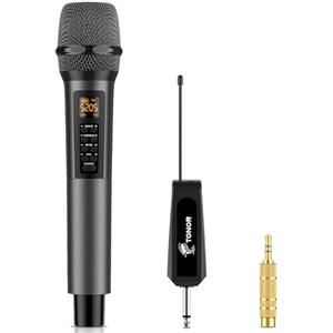 TONOR Microfoni senza fili con Effetti sonori bassi/eco/alti, Cordless Handheld Dynamic Singing Mic System con Ricevitore per Karaoke Home KTV Matrimonio Festa, 30 UHF Frequenze Regolabili, 60M TW515