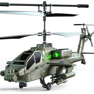 VATOS 2.4G Elicottero telecomandato con 2 batterie e luce LED con decollo con un solo tasto, serie militare di giocattoli elicottero RC per bambini o principianti di età compresa tra 14+