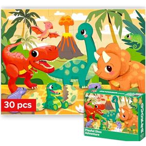 QUOKKA 30 puzzle Assortment per bambini età 3-6 | Toy for Learning Dinosaurs for 3-6 anni | Jigsaw Dino Game Gift for Boy and Girl