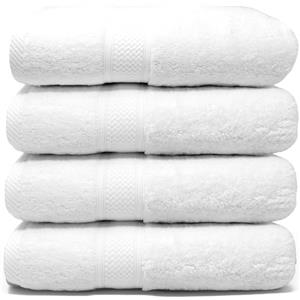 LEBENGOOD Set 4 Asciugamani da Bagno e Viso 4 Pezzi Morbidi Assorbenti Resistenti 50x90 cm 100% Cotone Spugna Americana Premium di Lusso Certificato OEKO-TEX®