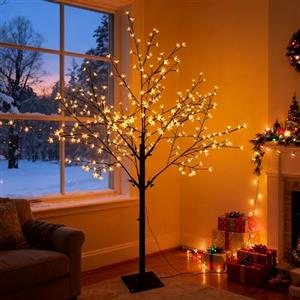 CCLIFE Albero Luminoso da Interno 180cm, Lampada LED con Funzione Memoria, Albero di Ciliegio Illuminazione, Bianco Caldo, IP44, 336 LED Albero con Luci