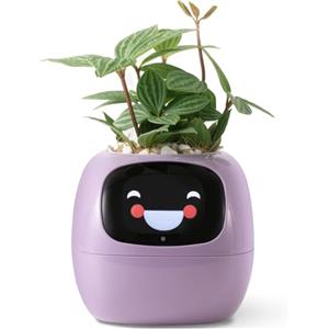 PLANTSIO Vaso da Fiori Intelligente con Display LCD - Fioriera Decorativa per Casa, Compagno Ideale per Piante su Scrivania, Regalo Originali, Adatta anche con Animali Domestici (Viola)