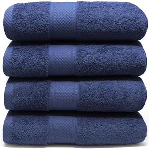 LEBENGOOD Set 4 Asciugamani da Bagno e Viso 4 Pezzi Morbidi Assorbenti Resistenti 50x90 cm 100% Cotone Spugna Americana Premium di Lusso Certificato OEKO-TEX®