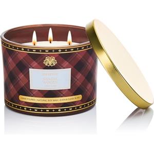 M&SENSE 330g Luxury Candela alla Soia Profumata Legno Di Sandalo|3 Stoppini in Cotone 65H, Aromaterapia Non Tossica, Barattolo Vetro Rigato Vintage, Regalo Donna Compleanno/Mamma Gift
