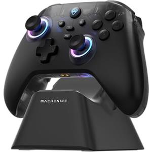 Machenike G3V2PE Controller Bluetooth per PC/Switch/iOS/Android - Joystick e Grilletti a Effetto Hall, RGB, Pulsanti Rimappabili, Batteria da 1000mAh con Dock di Ricarica 1000Hz Respuesta, Nero