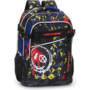 COMIX WBS - Zaino Scuola Media, Elementare e Superiore, 2 Vani Principali, 2 Tasche Frontali, Schienale Imbottito, Spallacci Imbottiti e Regolabili, Maniglia Imbottita, 32x44,5Hx20 cm, Skull