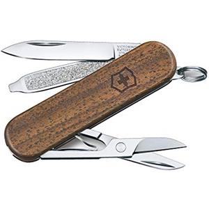 Victorinox, Classic SD Wood, Coltellino Svizzero, Originale, Multiuso, Campeggio, 5 Funzioni, Lama, piccola, Lima per unghie