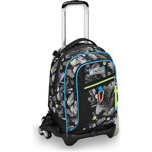 Seven Trolley Scuola Jack 3 Ruote, Nero Grigio, Feeling Me, 3 in 1, Triplo Uso, Zaino Con Carrello Sganciabile, Tasca Porta Borraccia e Crossover System, Zaino Scuola Viaggio, Bambino Ragazzo