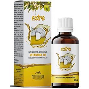 MONTENATURA® Extra D | Vitamina D3 in Gocce | 2000 UI Giornaliere | Concentrata, 5 Mesi di Fornitura | 100% Naturale e Vegetale | NO OGM e Senza Glutine | Qualità Italiana | 26 ml