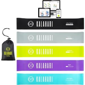 KALAHARI 4 wellness KALAHARI Elastici Fitness SET DI 5 più Ebook esercizi in Italiano e Borsa - Fascia elastica con 5 livelli di Resistenza per allenamento Forza, Stretching, Palestra, Pilates, Yoga - Bande elastiche