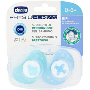 Chicco Succhietto Physio Air in Silicone, Ciuccio per Bimbo, Modelli Assortiti, 0-6 Mesi, 2 Pezzi