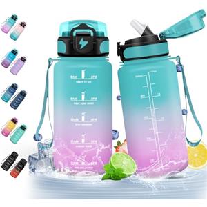 HoneyHolly Borraccia con Cannuccia 500Ml, Senza BPA & A Prova di Perdita, Reutilizables, Borraccia Scuola Elementare, per Scuola, Palestra, Ufficio, Running