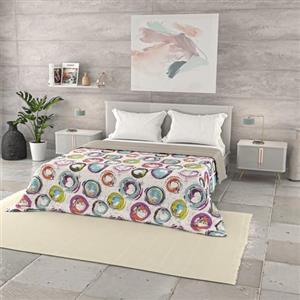 Italian Bed Linen Trapuntino Estivo Linea BASIC Made in Italy Copriletto Stampato in Morbida Microfibra - Trapunta Primavera Estate Mezza Stagione - Cerchi Astratti, Matrimoniale 250x240cm