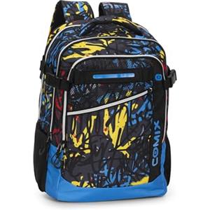 COMIX WBS - Zaino Scuola Media, Elementare e Superiore, 2 Vani Principali, 2 Tasche Frontali, Schienale Termoformato Imbottito, Spallacci Imbottiti e Regolabili, Maniglia Imbottita, 32x44,5Hx20 cm