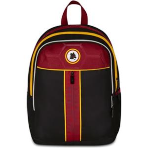 Seven AS Roma Zaino Doppio Scomparto, Nero, Tasca Frontale con Zip e Tasca per Borraccia, Bambino, Scuola Elementare, Calcio