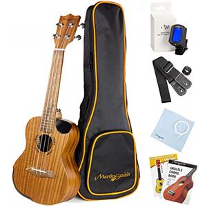 Martin Smith Ukulele Tenore Premium con Accordatore, Borsa Imbottita & Corde Aquila