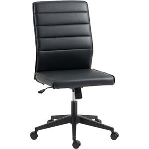 HOMCOM Sedia Ufficio in Pelle PU con Funzione a Dondolo, Altezza Regolabile 97-107 cm, Sedia Scrivania Girevole con Schienale Ricurvo e Seduta Imbottita, Nero
