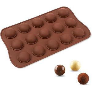 PARENCE.- stampo a sfera in silicone con 15 cavità - per cioccolatini, caramelle, cubetti di ghiaccio, mini dessert - resistente da -40°C a +230°C - diametro 2,5 cm - 21 x 10,5 cm