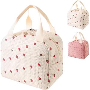 Aiuuee Borsa Frigo Donna, Borsa Termica Porta Pranzo 10L, Riutilizzabile Borse Frigo Piccola Impermeabile, Portatile Borsa Porta Pranzo per Scuola Ufficio Lavoro Viaggio Picnic (Beige)