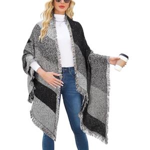 heekpek Scialle Donna Invernale Caldo Moda Nappe Morbido Leggera Sciarpa Lunga Avvolgere Autunno Inverno Scarf Wrap Shawl, nero