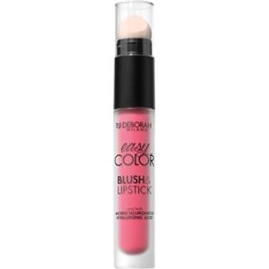 Deborah Milano - Blush & Lipstick Easy Color, 03 Rebel Pink, con Acido Ialuronico e Olio di Mandorle Dolci, Colore Intenso e Long Lasting su Guance e Labbra, 30ml