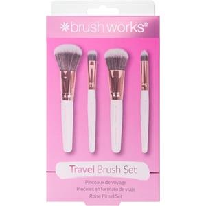 Brushworks - Set di pennelli da trucco da viaggio, colore: bianco e oro