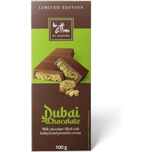 1 Attimo in Forma Dubai Chocolate | Cioccolato Dubai al Latte con Ripieno di Crema al Pistacchio e Kadayif | Gusto Raffinato e Croccantezza Unica | Dolce Orientale Premium (100g)