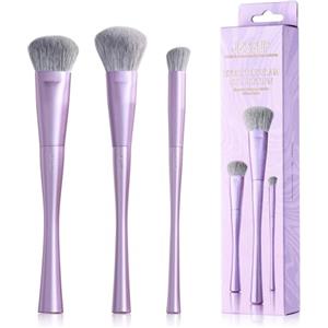 Jessup Pennelli Set 3 pennelli trucco viso, pennelli ultra morbidi e densi per fondotinta contouring cipria e fard fibre sintetiche di alta qualità viola lusso T513