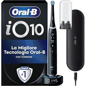 Oral-B Spazzolino Elettrico Ricaricabile iO 10 Nero, 1 Spazzolino Elettrico Oral B, 1 Testina, Custodia Da Viaggio, io 10 Edizione Limitata, Per Una Pulizia Denti Efficace, Sensore di Pressione