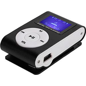 FEBT Lettore Musicale Portatile, Lettore MP3 Radio FM Registratore vocale Ultraleggero Mini MP3 32GB Sport Back‑Clip Schermo LCD con Batteria a Lunga Durata per Esterni(Nero)