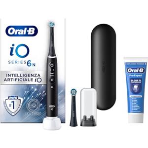 Oral-B Spazzolino Elettrico Ricaricabile iO 6N Nero, 1 Spazzolino Elettrico, 2 Testine Di Ricambio, Custodia Da Viaggio + 1 Dentifricio Oral-B Pro Expert, Pulizia Denti Efficace