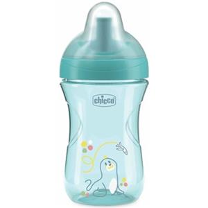 Chicco Advanced Cup Bicchiere Plastica Antigoccia 266 ml con Cannuccia, Beccuccio Ergonomico e Valvola, senza BPA, Azzurro