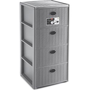 STEFANPLAST Cassettiera elegance 4 cassetti silver grey
