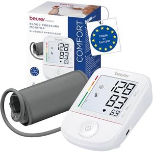 Beurer BM 38 misuratore di pressione da braccio, facile utilizzo pulsante, misurazione precisa con indicatore di riposo, rilevazione aritmia, polsino 22-42 cm, trasferimento dati su Apple Health