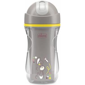 Chicco Sport Cup Bicchiere Antigoccia in Silicone per Bambini 14+ Mesi, 266 ml, Tazza Biberon Termica per Imparare a Bere, con Cannuccia Flessibile Resistente ai Morsi, Senza BPA, Grigio