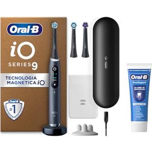 Oral-B Spazzolino Elettrico Ricaricabile iO 9 Nero, 1 Spazzolino Elettrico, 3 Testine Di Ricambio, Custodia Da Viaggio con caricatore + Dentifricio Oral-B Pro Expert, Pulizia Denti Efficace