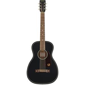 Gretsch Jim Dandy Deltoluxe Chitarra Acustica Parlor, Scala Corta da 24 Pollici, Corpo X-Braced in Stile Vintage, Tastiera in Noce, Suono Ricco di Medi, Nera con Battipenna Tartarugato