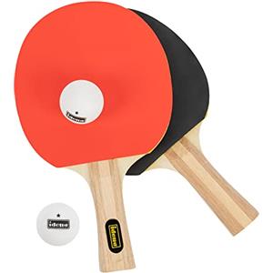 Idena 40203 - Set da ping pong da 4 pezzi per giocatori esperti, con 2 racchette da ping pong e 2 palline bianche a 1 stella, confezionato in una borsa da trasporto