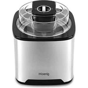 H.Koenig Gelatiera SRB80, Capacità 2L, 12 W, Acciaio inox, Tempo di preparazione da 30 a 40 minuti, Veloce, 30 giri/min, Arresto automatico, Coperchio trasparente, Cestello rimovibile