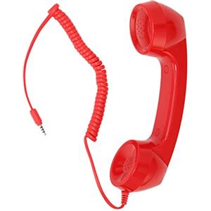 VBESTLIFE Cornetta del Telefono retrò, Cornetta del Telefono Vintage retrò Ricevitore del Telefono Cellulare Mic Microfono Altoparlante per Telefoni Cellulari, Computer (Rosso)