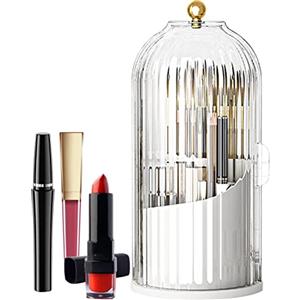 TROONZ Organizer per Pennelli da Trucco Rotante con Coperchio Antipolvere | Organizzatore per Vanità